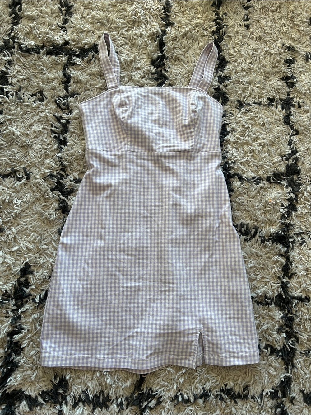 Hollister Gingham Square-Neck Mini Dress in Light Lavender